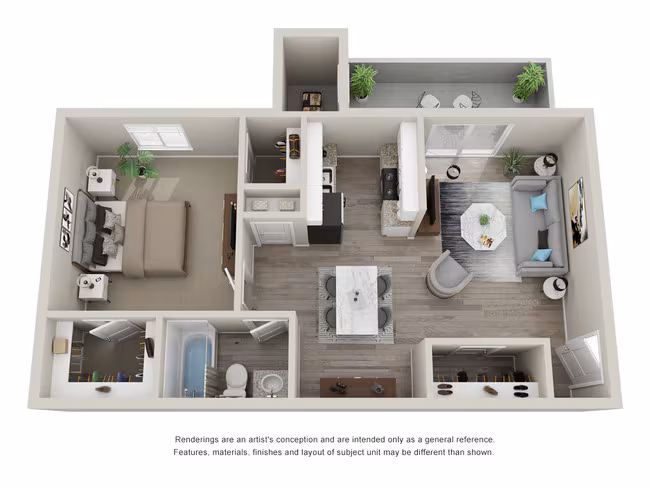 1 Bed • 1 Bath 1101-2 floor plan